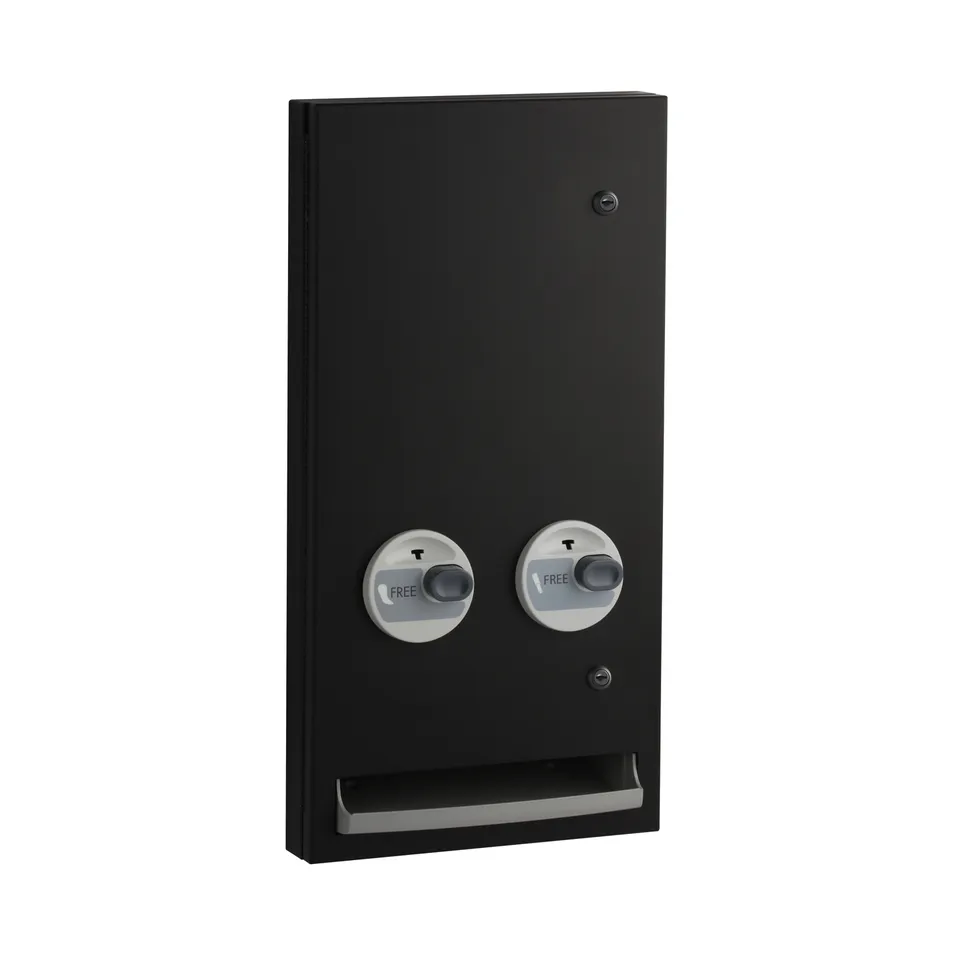 Bobrick B-370634.MBLK C Semi-Recessed Napkin-Tampon Dispenser, Free Operation, Matte Black