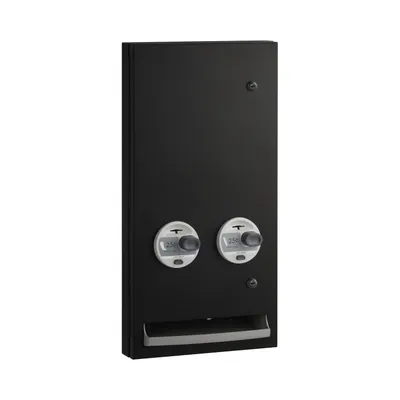 Bobrick B-370634.MBLK 25 Semi-Recessed Napkin-Tampon Dispenser, 25-Cent Operation, Matte Black