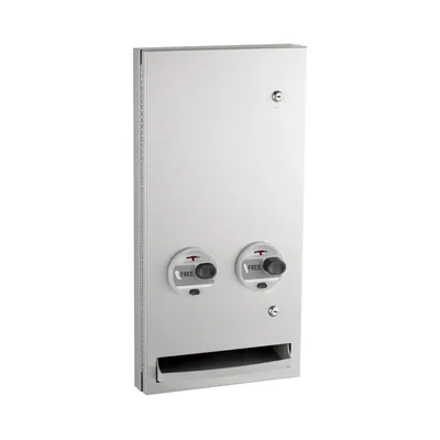 Bobrick B-370634C Semi-Recessed Napkin-Tampon Dispenser, Free Operation, Satin Finish