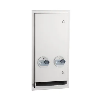 Bobrick B-3706C Recessed Napkin-Tampon Dispenser, Free Operation, Satin Finish