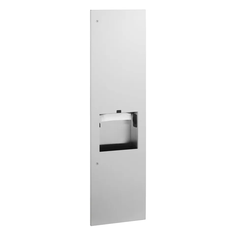 Bobrick B-38031 Recessed Paper Towel Dispenser/ Hand Dryer/ Waste Receptacle, Satin Finish