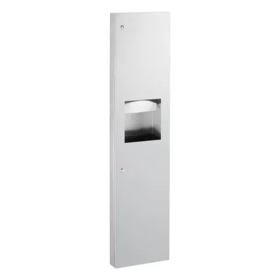Bobrick B-38032 Semi-Recessed Paper Towel Dispenser and Waste Receptacle, Satin Finish, 6.3-Gallon Waste