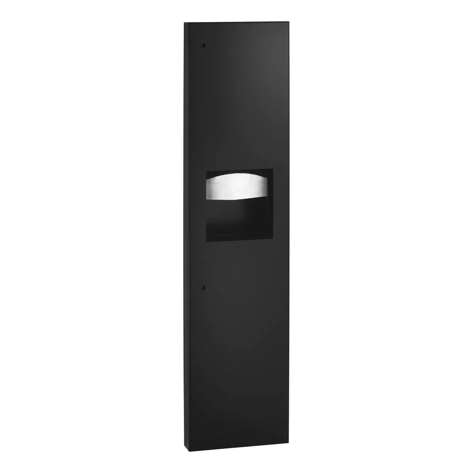 Bobrick B-38032.MBLK Semi-Recessed Paper Towel Dispenser and Waste Receptacle, Matte Black, 6.3-Gallon Waste