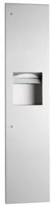 Bobrick B-38034 Recessed Paper Towel Dispenser and Waste Receptacle, Satin Finish, 3.8-Gallon Waste