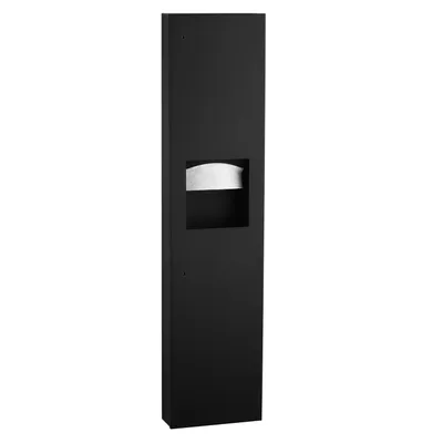 Bobrick B-380349.MBLK Surface-Mounted Paper Towel Dispenser and Waste Receptacle, Matte Black, 3.8-Gallon Waste