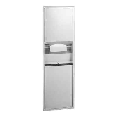 Bobrick B-3940 Recessed Convertible Paper Towel Dispenser / Waste Receptacle, Satin Finish, 6-Gallon
