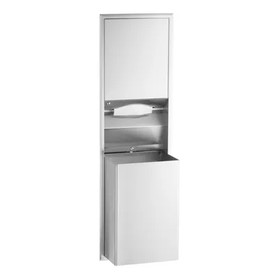 Bobrick B-3947 Recessed Convertible Paper Towel Dispenser / Waste Receptacle, Satin Finish, 18-Gallon
