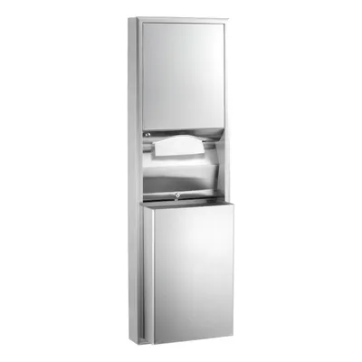 Bobrick B-3949 Surface-Mounted Convertible Paper Towel Dispenser/Waste Receptacle, Satin Finish, 12-Gal.