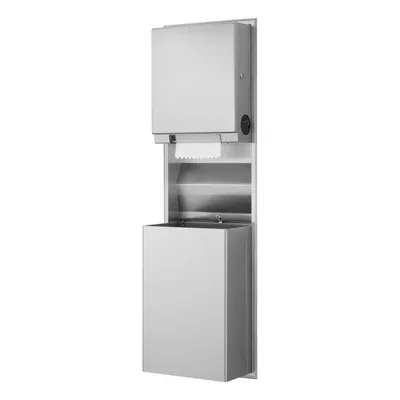 Bobrick B-39617 Recessed Convertible Pull Towel Dispenser / Waste Receptacle, Satin Finish, 18-Gallon Waste