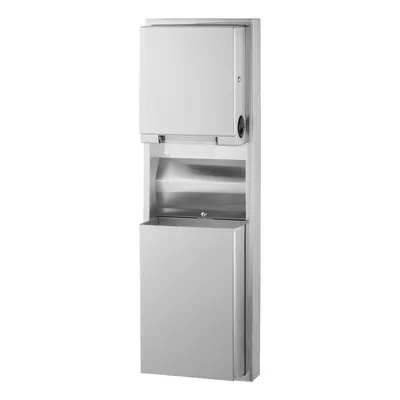 Bobrick B-39619 Surface-Mounted Convertible Roll Towel Dispenser/ Waste Receptacle, Satin Finish, 12-Gal.