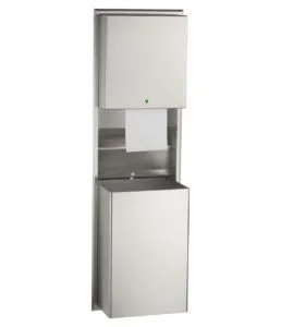 Bobrick B-39747 Recessed Convertible Auto Roll Towel Dispenser / Waste Receptacle, Satin Finish, 18-Gallon