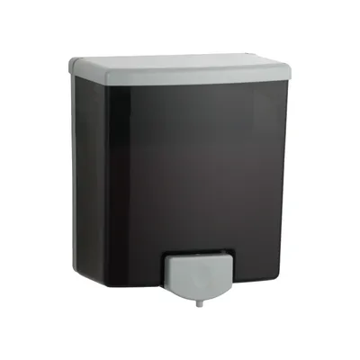 Bobrick B-40 Surface-Mounted Manual Liquid Soap Dispenser, Two-tone Black and Grey Plastic, 40-fl oz.