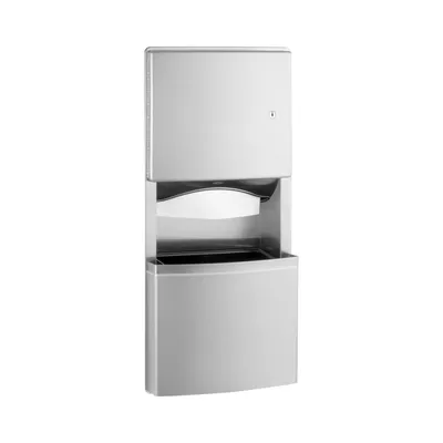 Bobrick B-4369 Recessed Paper Towel Dispenser and Waste Receptacle, Satin Finish, 3-Gallon Waste