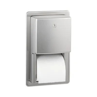 Bobrick B-4388 Recessed Toilet Tissue Dispenser, Satin Finish, Two Rolls