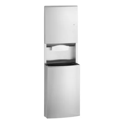 Bobrick B-43944 Recessed Paper Towel Dispenser and Waste Receptacle, Satin Finish, 15-Gallon Waste