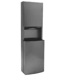 Bobrick B-43949 Surface-Mounted Paper Towel Dispenser and Waste Receptacle, Satin Finish, 15-Gallon Waste
