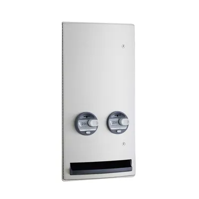Bobrick B-4706 25 Recessed Napkin-Tampon Dispenser, 25-Cent Operation, Satin Finish