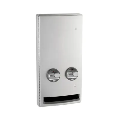 Bobrick B-47064C Semi-Recessed Napkin-Tampon Dispenser, Free Operation, Satin Finish