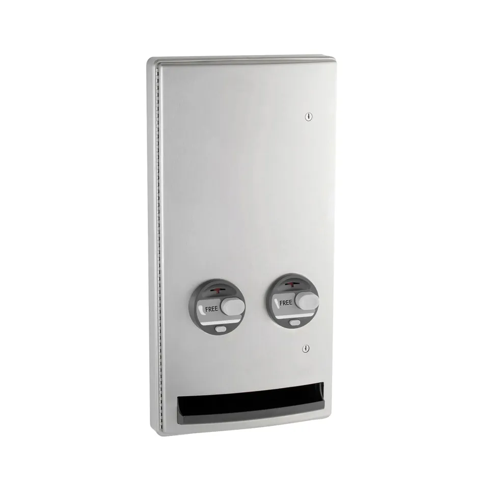 Bobrick B-47064C Semi-Recessed Napkin-Tampon Dispenser, Free Operation, Satin Finish