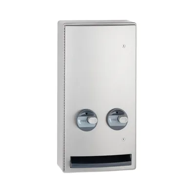 Bobrick B-47069C Surface-Mounted Napkin-Tampon Dispenser, Free Operation, Satin Finish