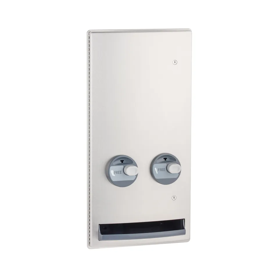 Bobrick B-4706C Recessed Napkin-Tampon Dispenser, Free Operation, Satin Finish