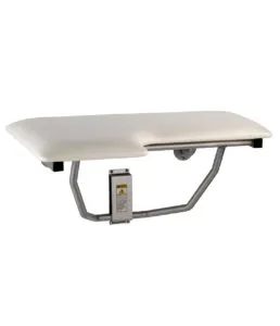 Bobrick B-517 Folding Shower Seat, Right Hand, White Foam Pad and Satin Finish