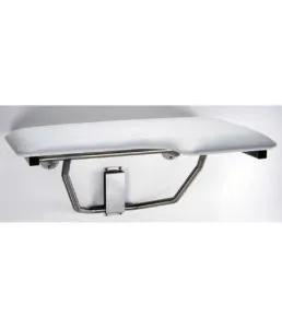 Bobrick B-518 Folding Shower Seat, Left Hand, White Foam Pad and Satin Finish