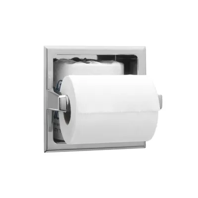 Bobrick B-6637 Recessed Toilet Tissue Dispenser with Extra Roll Storage, Satin Finish, Two Rolls