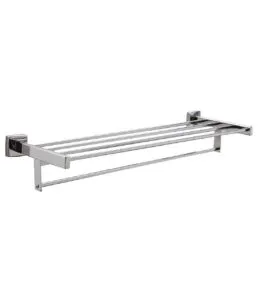 Bobrick B-676 x 24 Surface-Mounted Towel Shelf with Towel Bar, Bright Polished