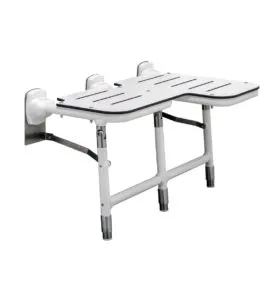 Bobrick B-918116L Bariatric Folding Shower Seat with Legs, Left Hand, White