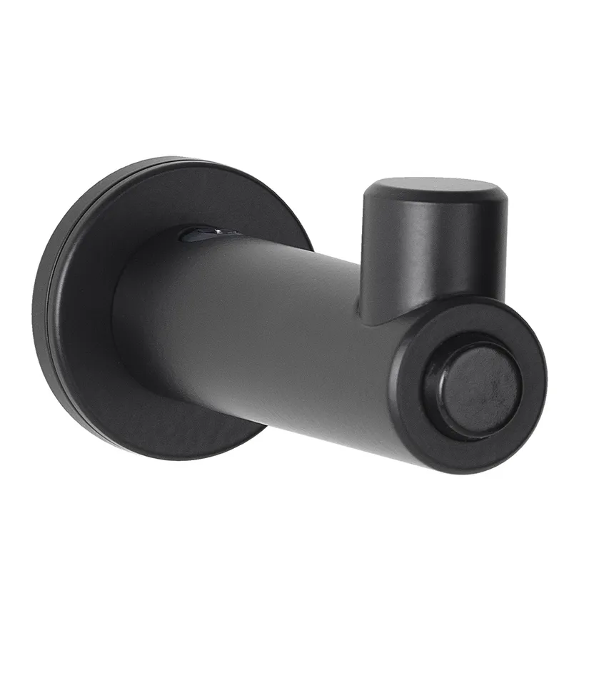 Bobrick B-9541.MBLK Surface-Mounted Coat Hook with Bumper, Matte Black