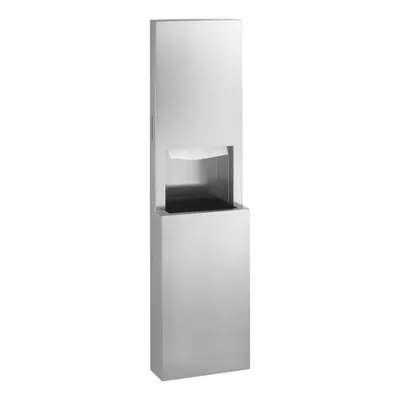 Bobrick B-9944 Semi-Recessed Paper Towel Dispenser and Waste Receptacle, Satin Finish, 8.5-Gallon Waste