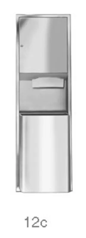 Bradley 237-100000 Semi-Recessed Towel Dispenser & Waste Receptacle