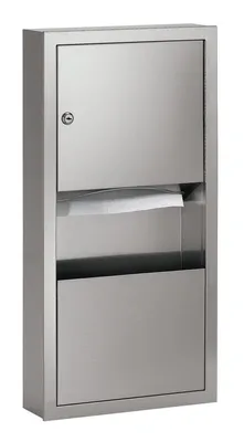 Bradley 2291-110000 Surface-Mounted Folded Towel Dispenser & 2 gal. Waste Receptacle