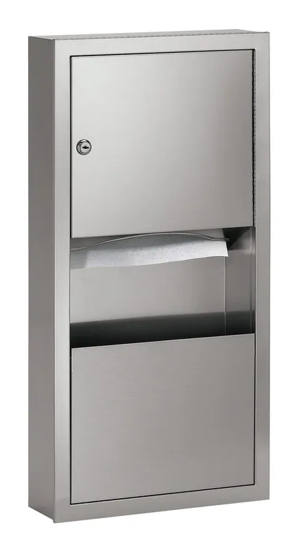 Bradley 2291-110000 Surface-Mounted Folded Towel Dispenser & 2 gal. Waste Receptacle