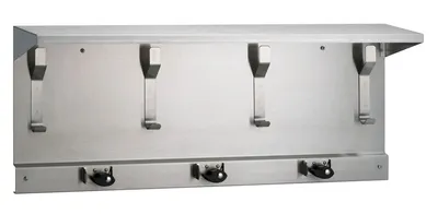 Bradley 9933-000000 Surface Mounted 34" Utility Shelf (4 Hooks, 3 Holders)