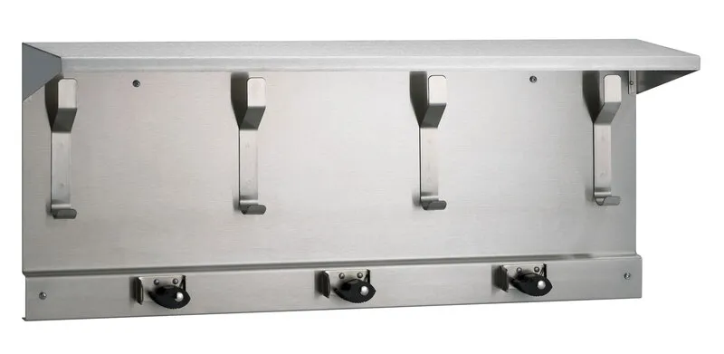 Bradley 9933-000000 Surface Mounted 34" Utility Shelf (4 Hooks, 3 Holders)