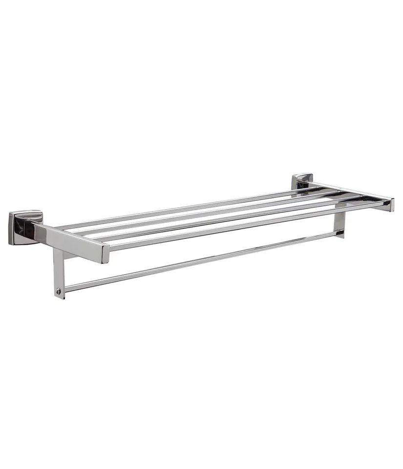 Gamco 76767X24 Surface-Mounted Towel Shelf with Towel Bar (Satin)